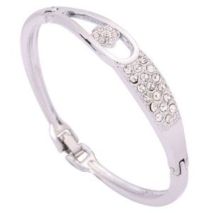 Hot Pick, Flower Crystal Silvery Plated Bracelet